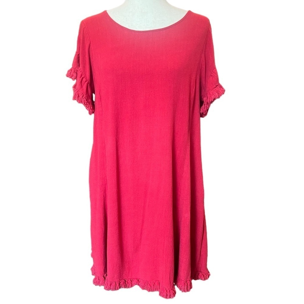 Elegant Pink Ruffle Sleeve Dress